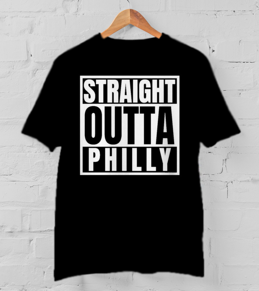 Straight Outta Philly Black White Bold Text Box T-Shirt
