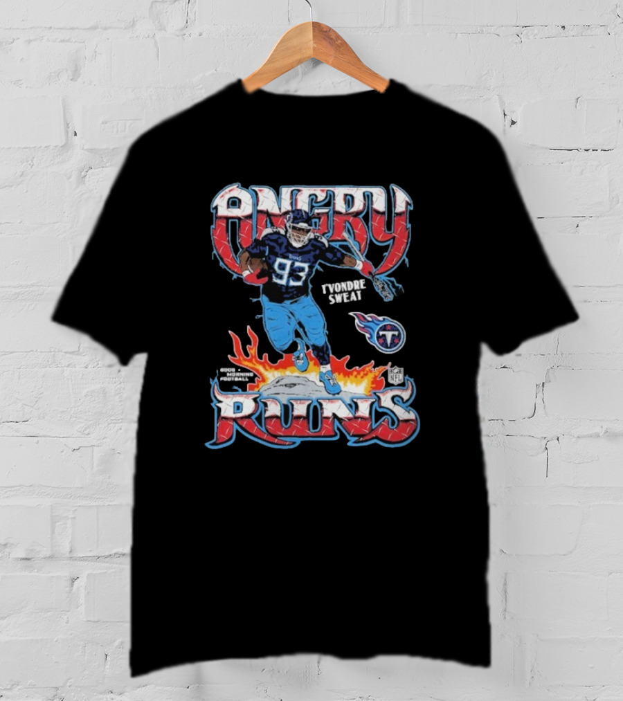 Angry Runs T'Vondre Sweat Tennessee Titans NFL Player Homage Image T-Shirt