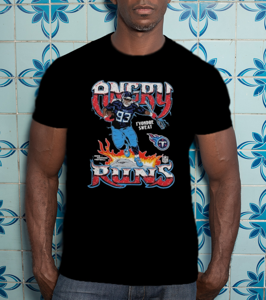 Angry Runs T'Vondre Sweat Tennessee Titans NFL Player Homage Image T-Shirt