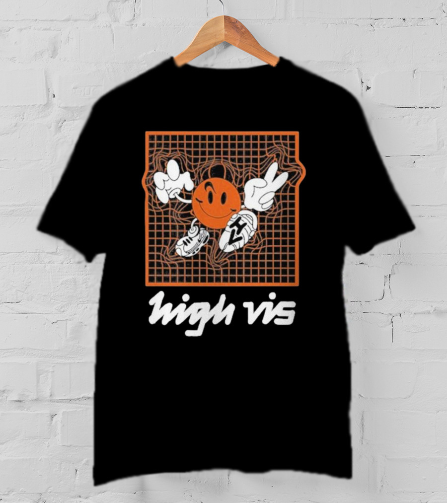 High Vis Retro Grinning Basketball Peace Sneakers T-Shirt