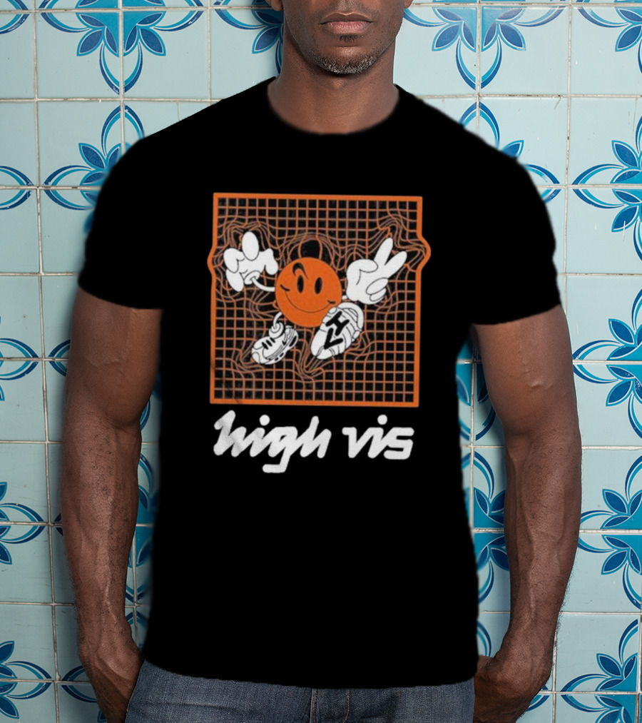 High Vis Retro Grinning Basketball Peace Sneakers T-Shirt