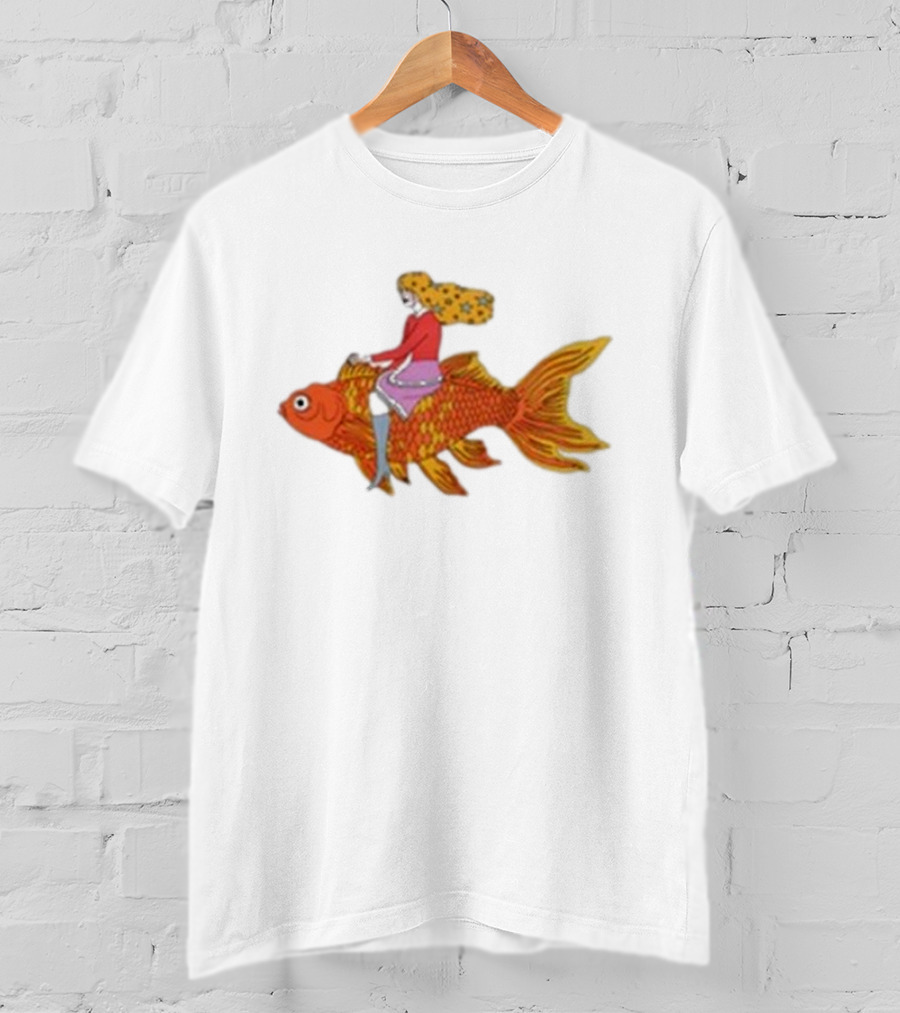 Kate Bollinger Riding Goldfish Retro Style Motif T-Shirt
