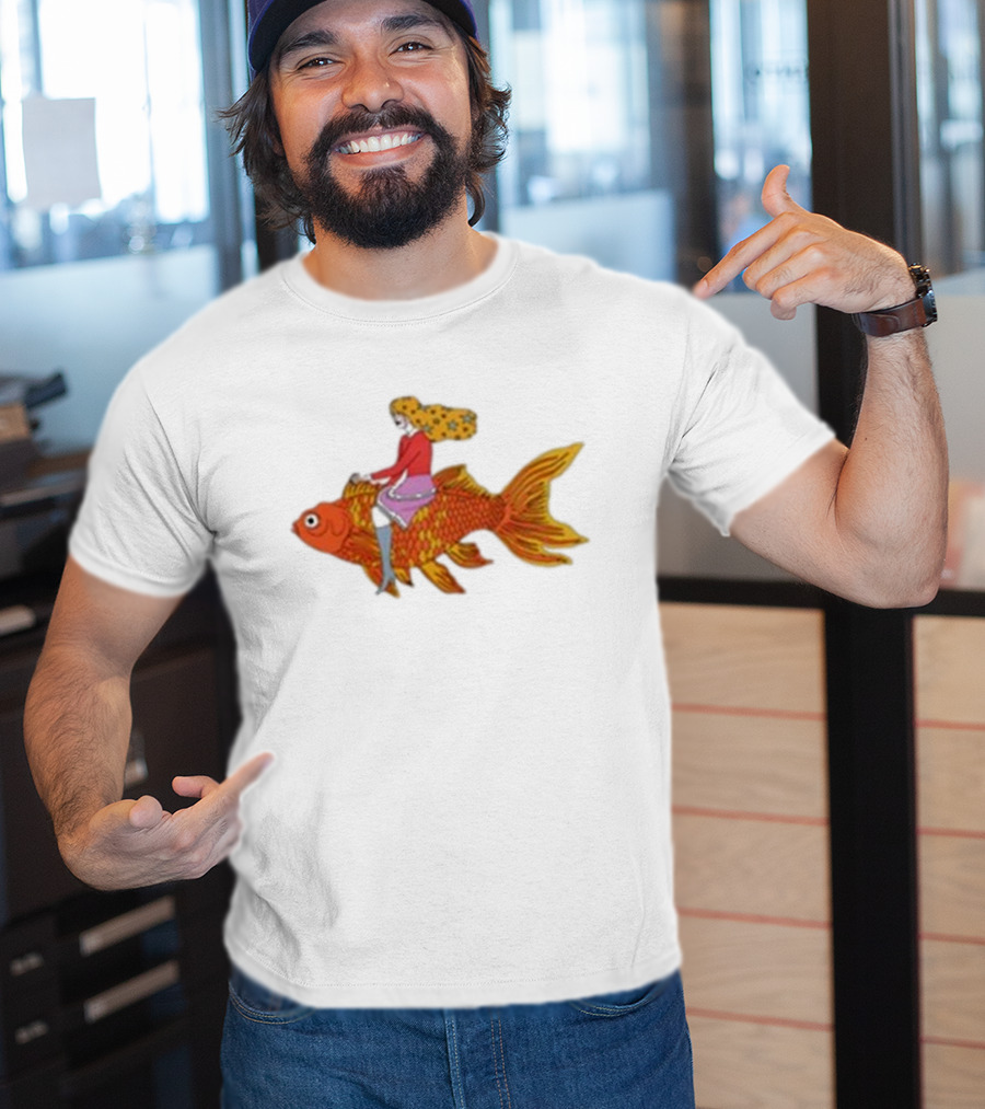 Kate Bollinger Riding Goldfish Retro Style Motif T-Shirt