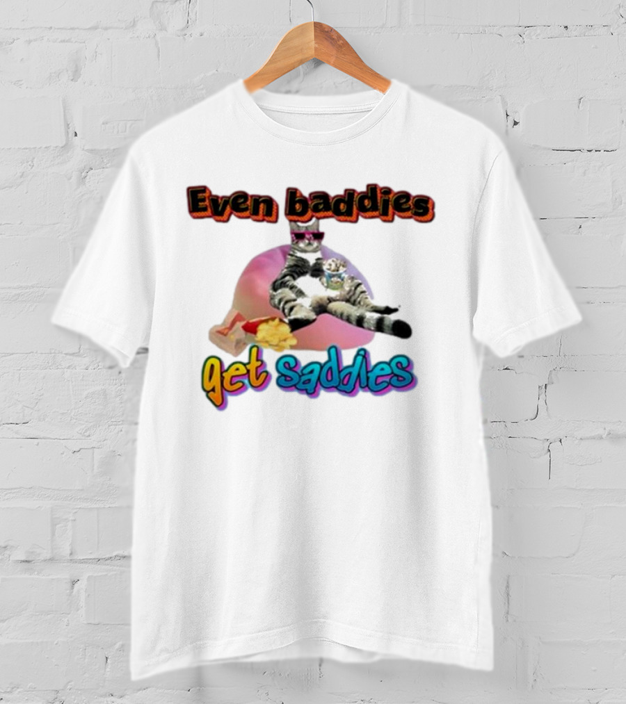 Even Baddies Get Saddies Cat Potato Chips Funny Ryan Primer T-Shirt
