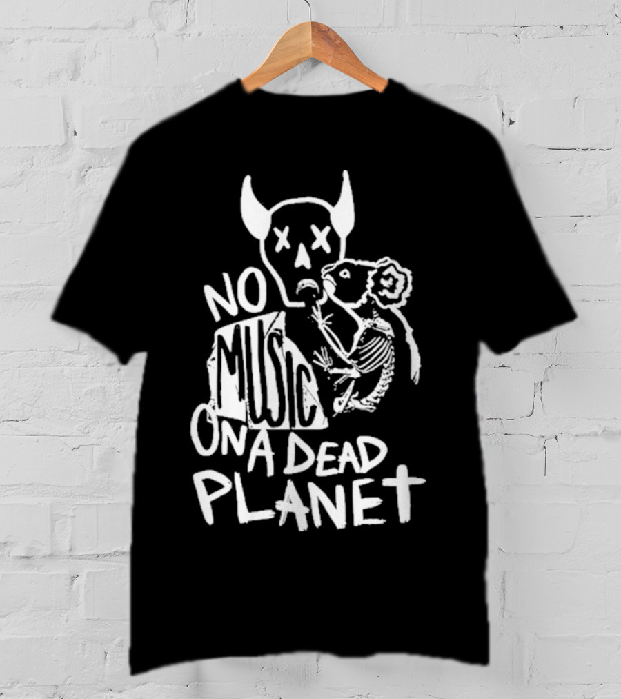 No Music On A Dead Planet Skull Demon And Skeleton Rat T-Shirt