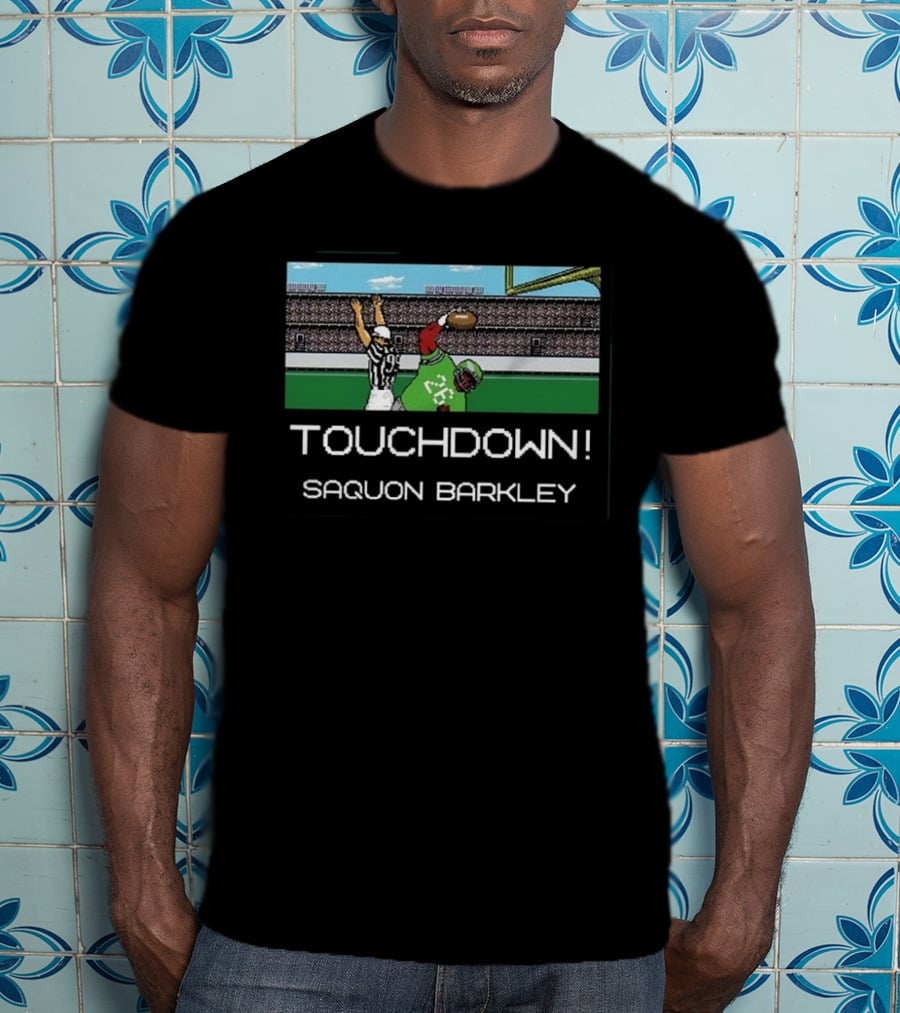 TOUCHDOWN Saquon Barkley Tecmo Catch T-Shirt
