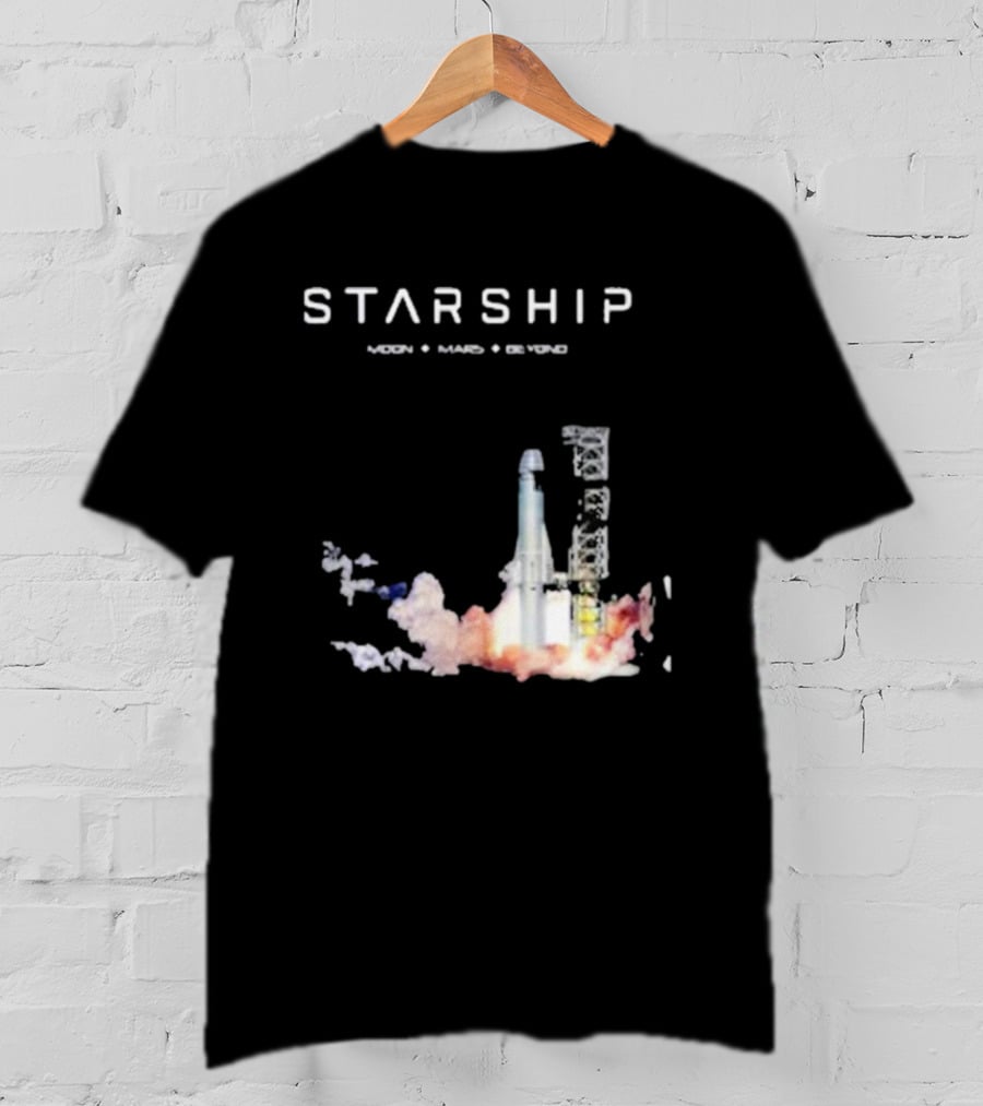 Starship Moon Mars Beyond 2025 Launch Rocket Vision T-Shirt