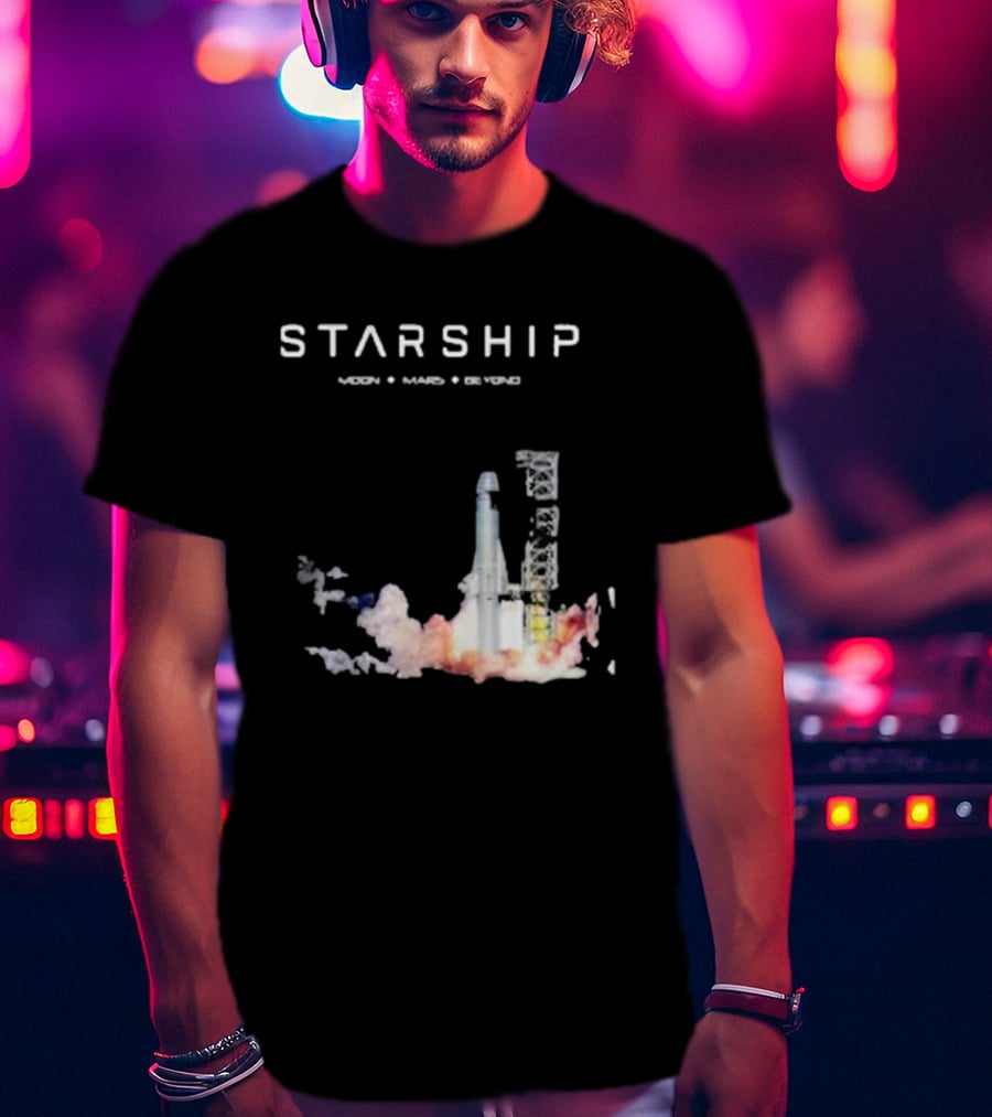 Starship Moon Mars Beyond 2025 Launch Rocket Vision T-Shirt
