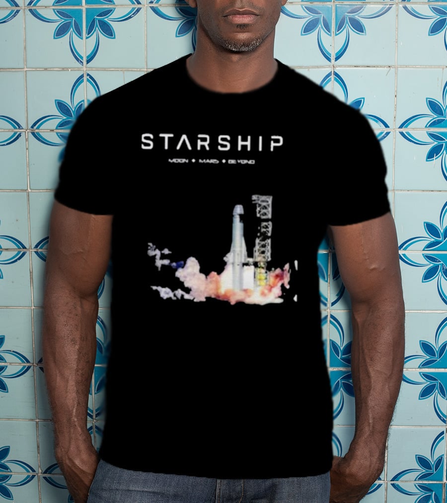 Starship Moon Mars Beyond 2025 Launch Rocket Vision T-Shirt