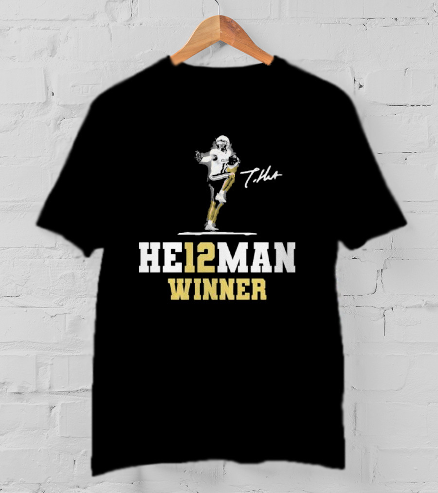 HE12MAN Winner Travis Hunter Signature Football T-Shirt