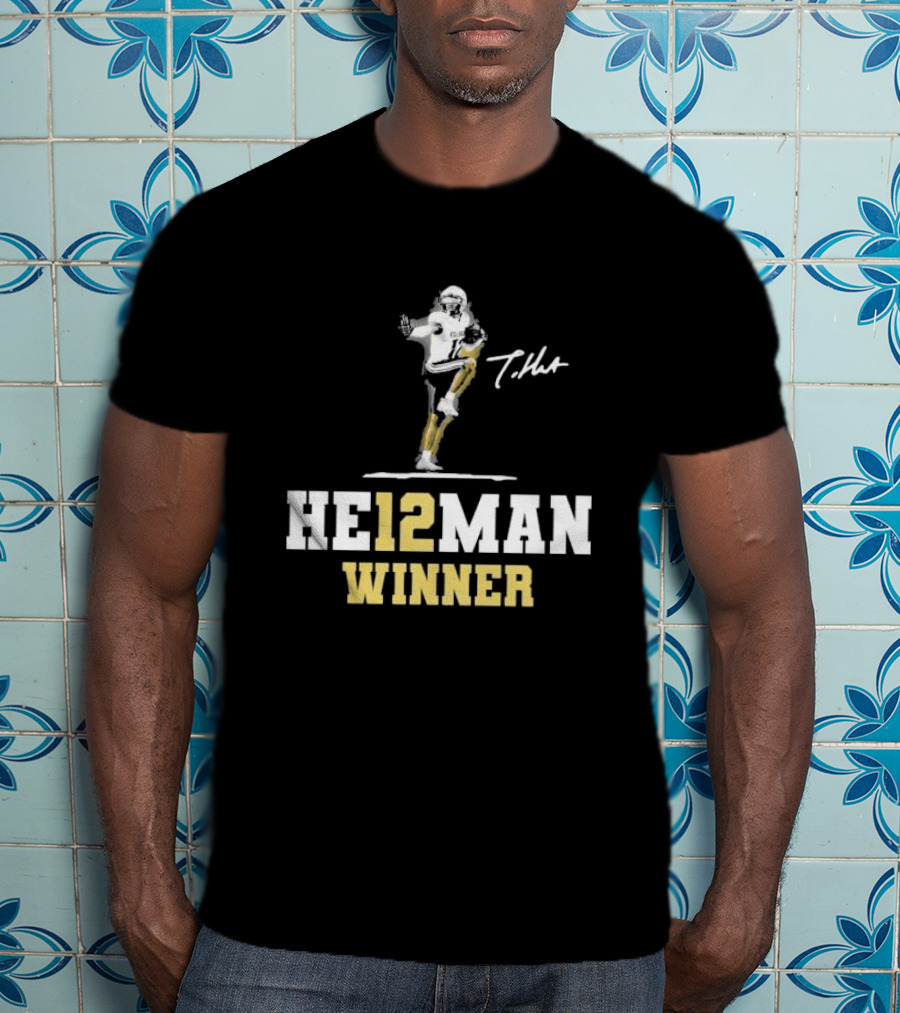HE12MAN Winner Travis Hunter Signature Football T-Shirt