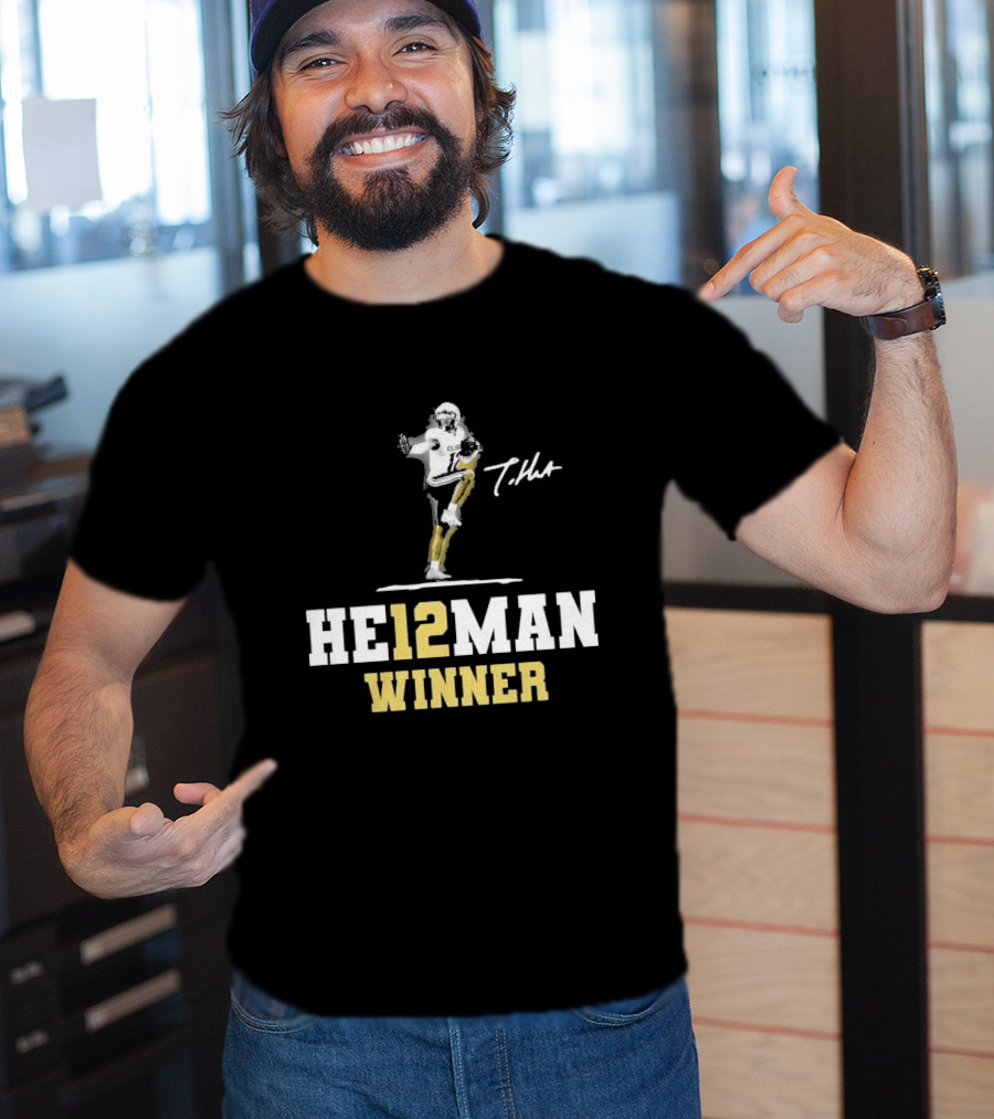 HE12MAN Winner Travis Hunter Signature Football T-Shirt