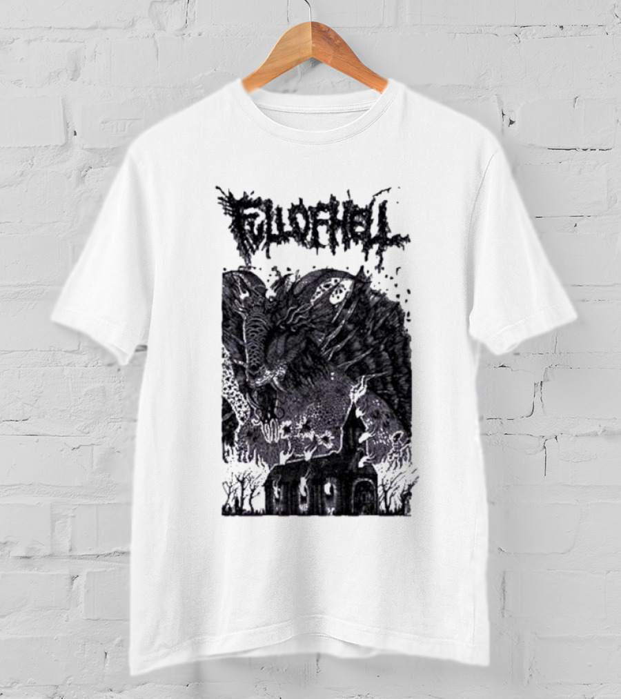 Full Of Hell Demon Goat Over Church Scene T-Shirt