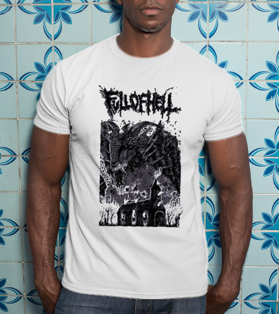 Full Of Hell Demon Goat Over Church Scene T-Shirt