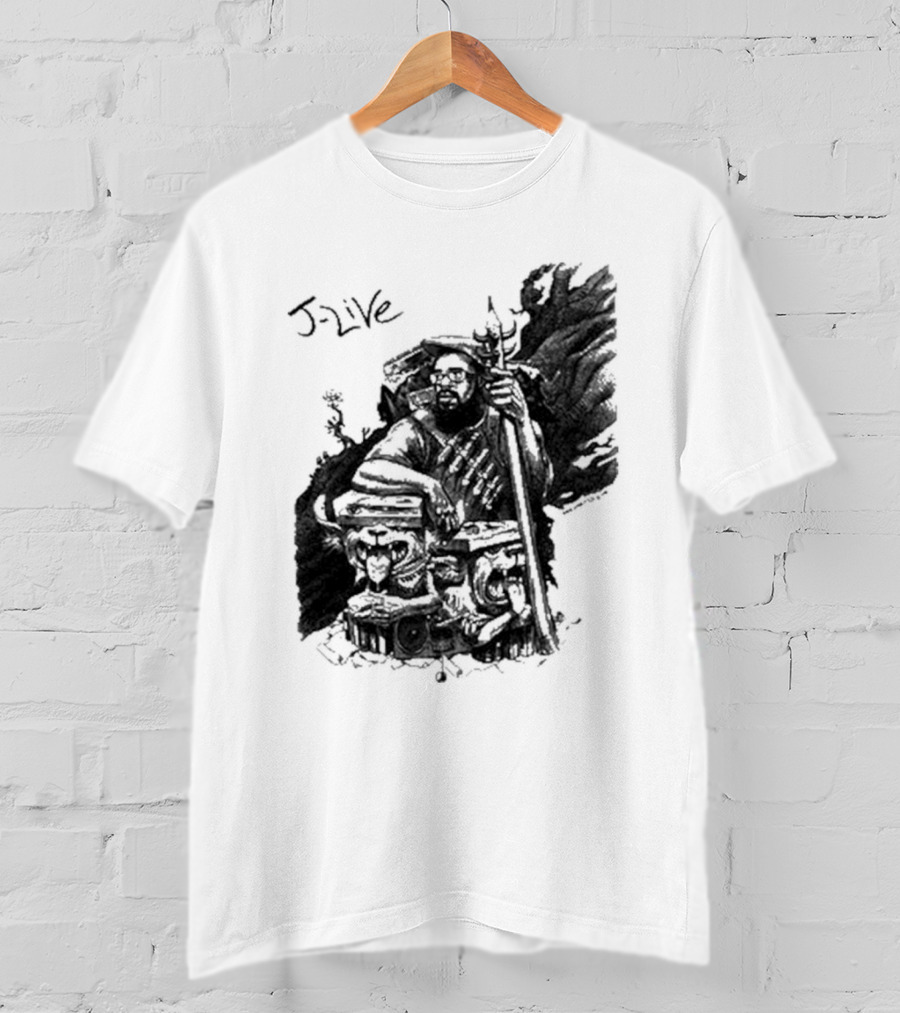 J-Live Realjlive Dan Lish Artwork Featuring Mythical Figures And Detailed T-Shirt