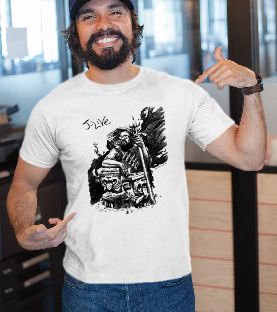 J-Live Realjlive Dan Lish Artwork Featuring Mythical Figures And Detailed T-Shirt