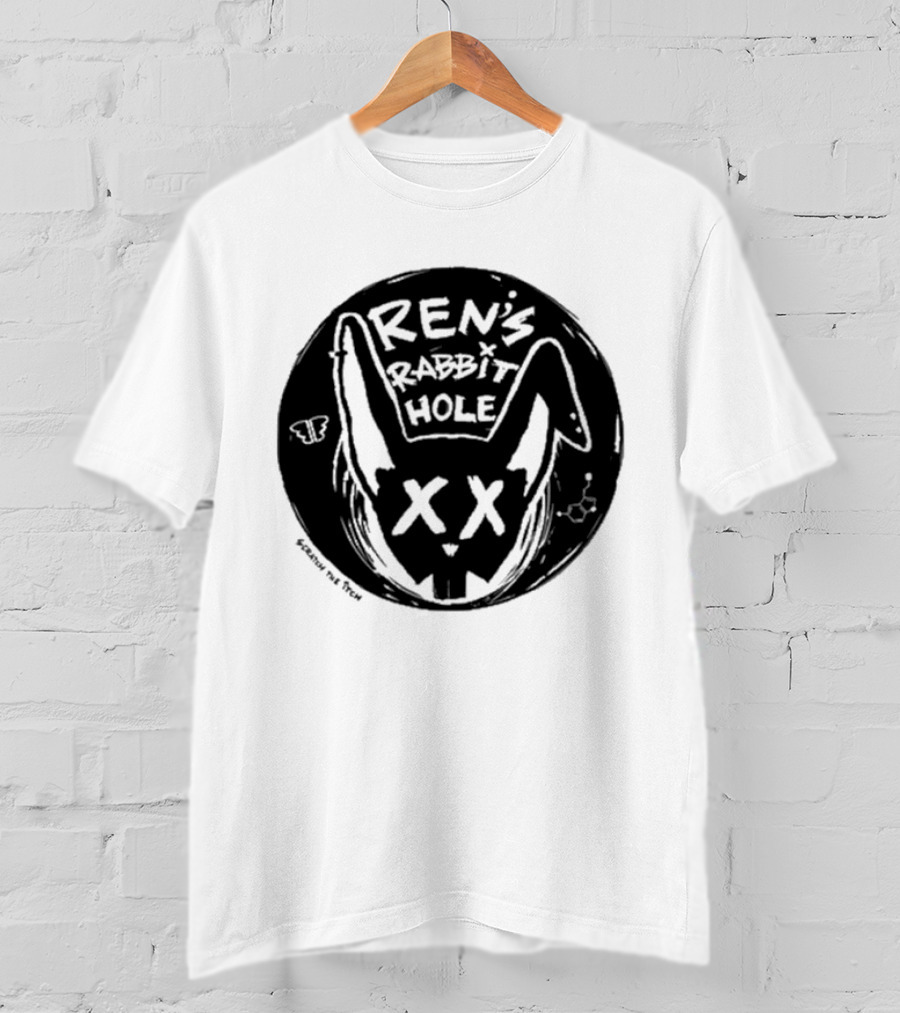 Ren's Rabbit Hole XX Black And White Butterfly Sketch T-Shirt