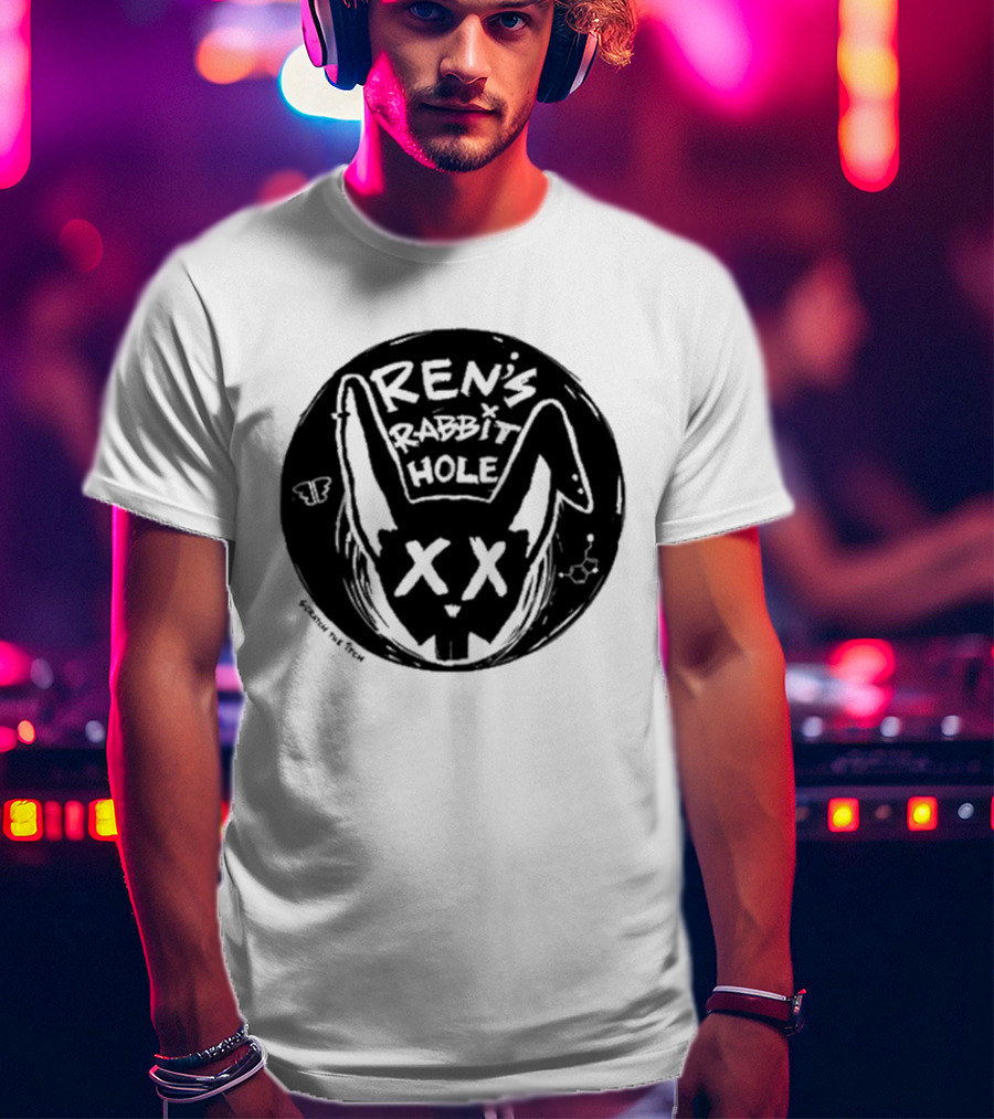 Ren's Rabbit Hole XX Black And White Butterfly Sketch T-Shirt