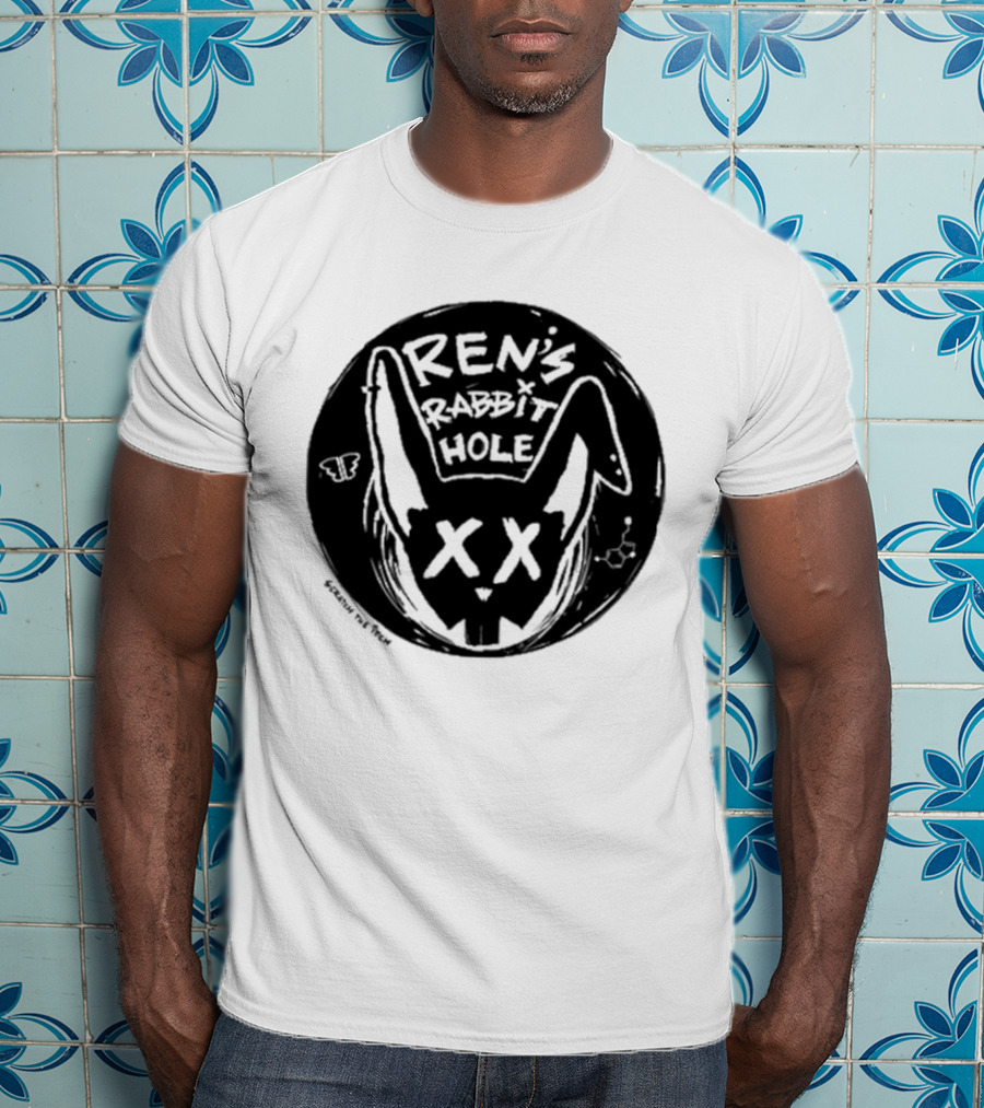 Ren's Rabbit Hole XX Black And White Butterfly Sketch T-Shirt