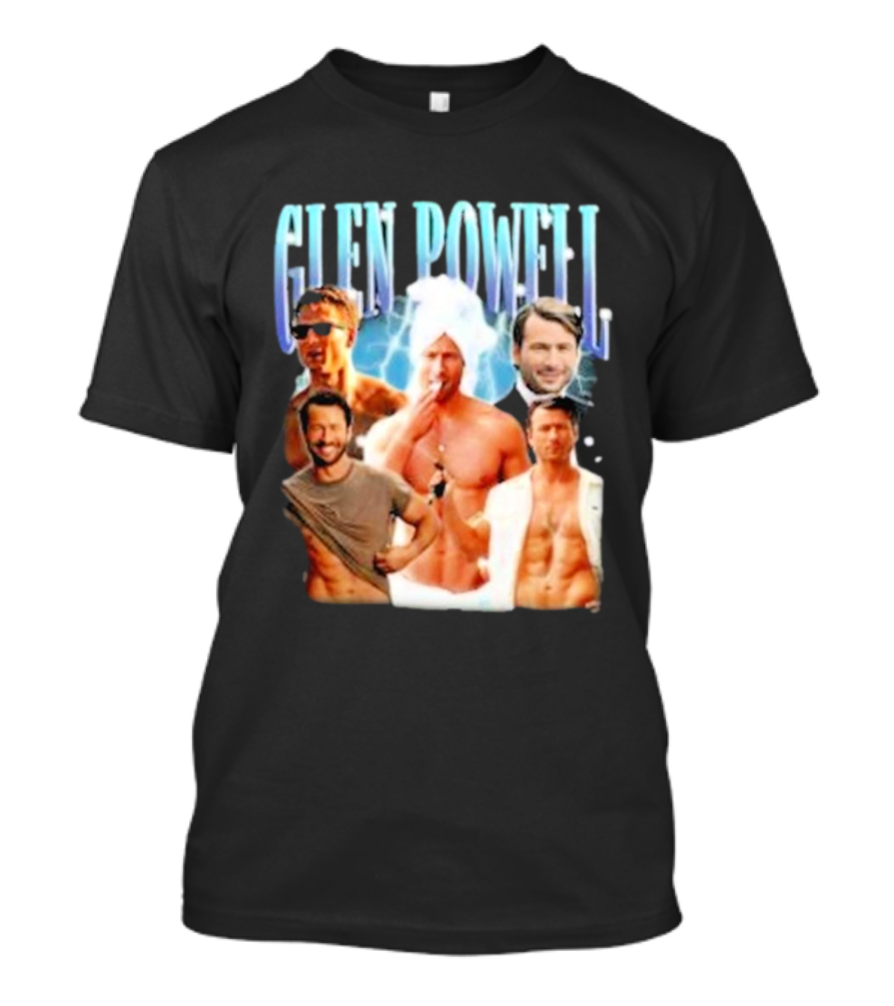 Glen Powell Kelsospade Multiphoto Collage T-Shirt