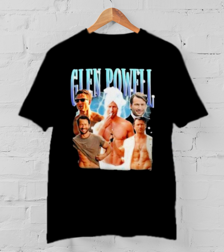 Glen Powell Kelsospade Multiphoto Collage T-Shirt