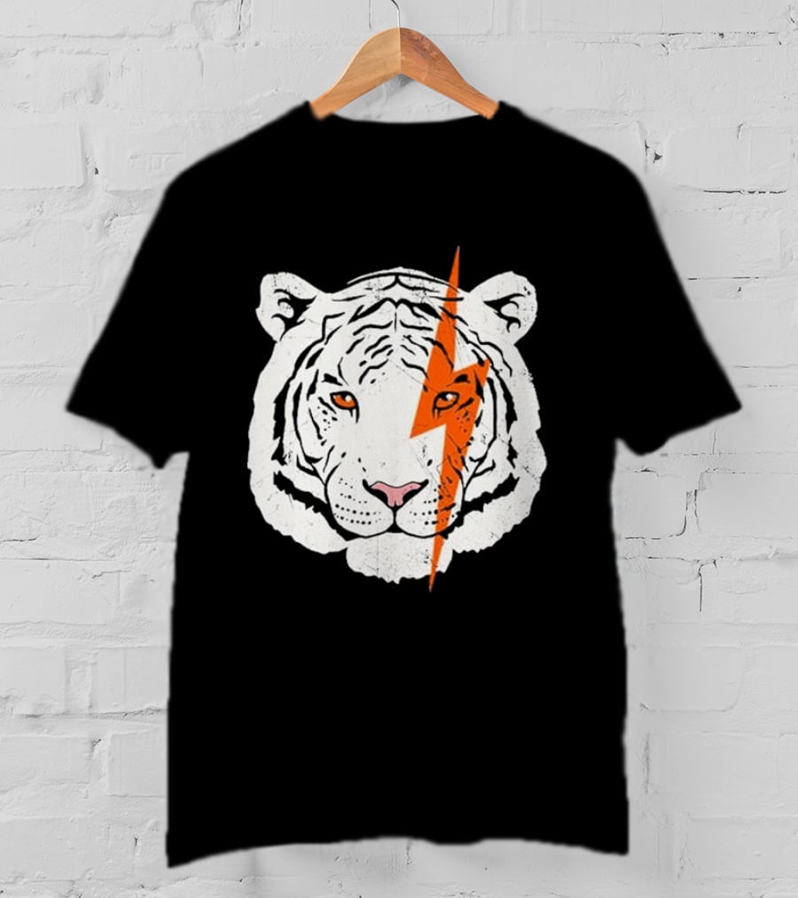 White Tiger Lightning Bolt Face T-Shirt