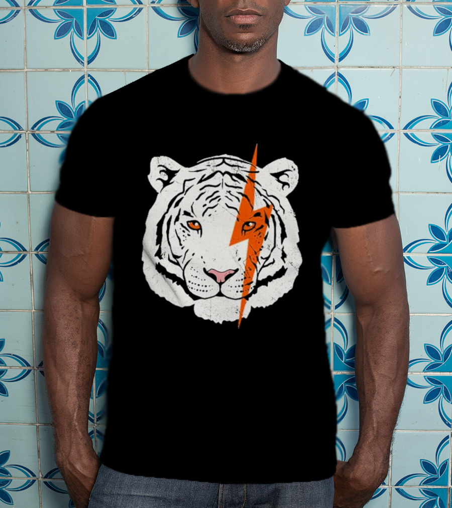 White Tiger Lightning Bolt Face T-Shirt