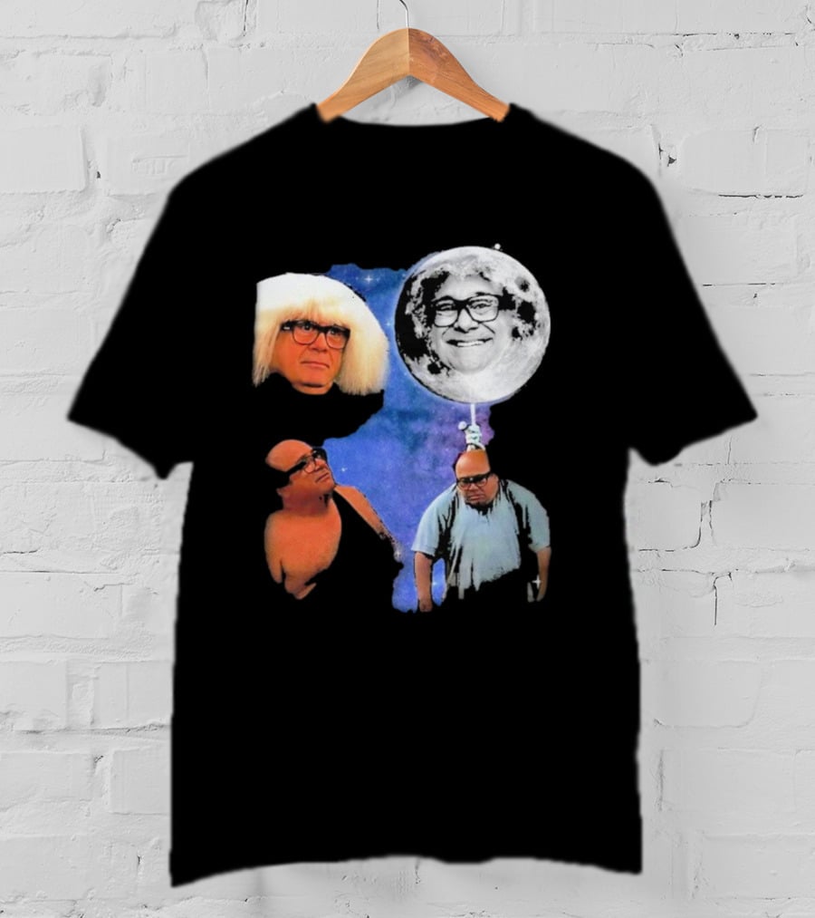Three Wolf Moon Danny DeVito Mashup With Cosmic Moon Faces T-Shirt