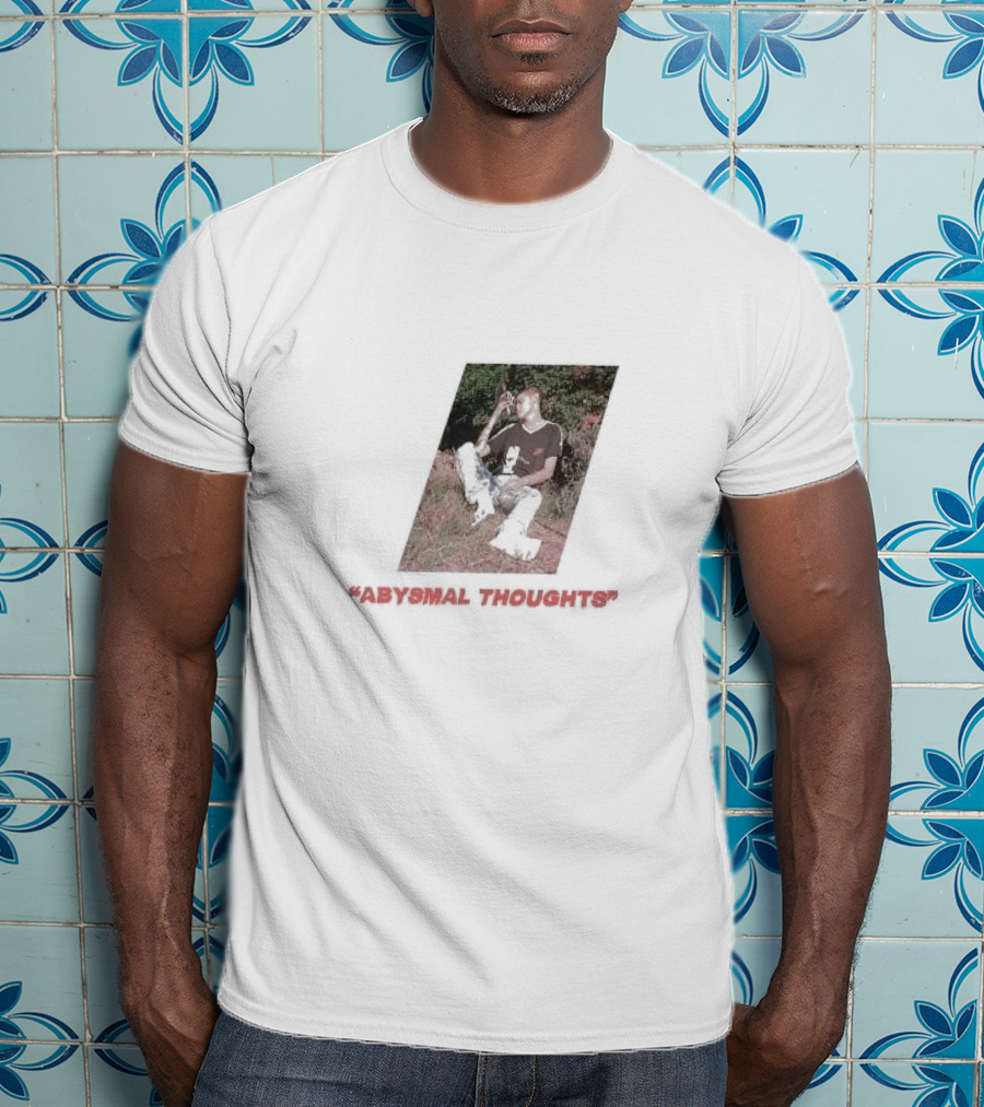Abysmal Thoughts The Drums Album Art With Seated Figure And Nature Background T-Shirt