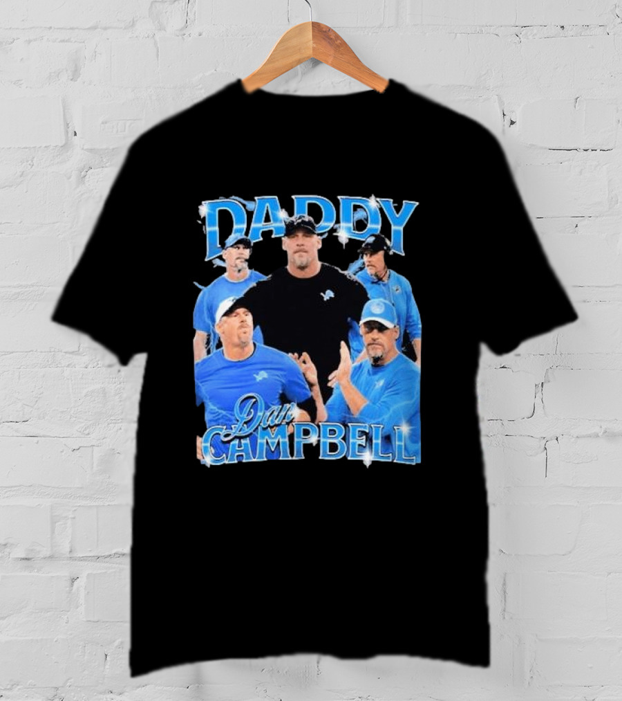 Daddy Dan Campbell Detroit Lions Football Coach Collage T-Shirt