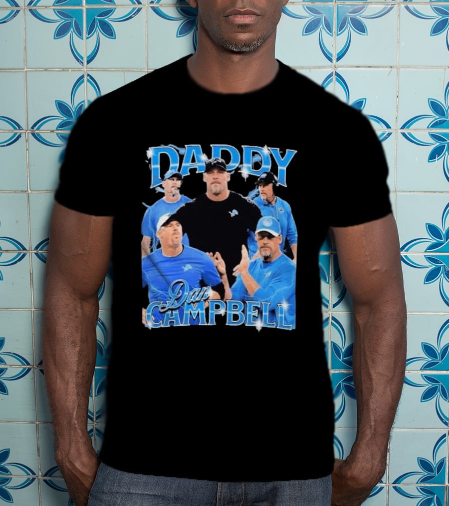 Daddy Dan Campbell Detroit Lions Football Coach Collage T-Shirt