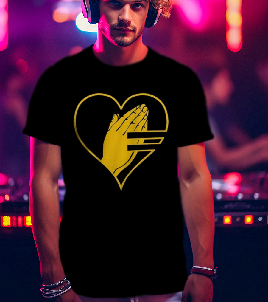 God Is Love Heart Praying Hands Yellow Equality T-Shirt