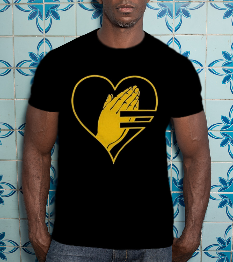 God Is Love Heart Praying Hands Yellow Equality T-Shirt