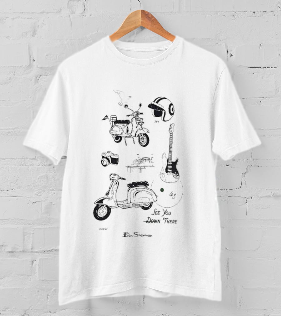 See You Down There Ben Sherman Scooter Guitar Helmet Camera T-Shirt