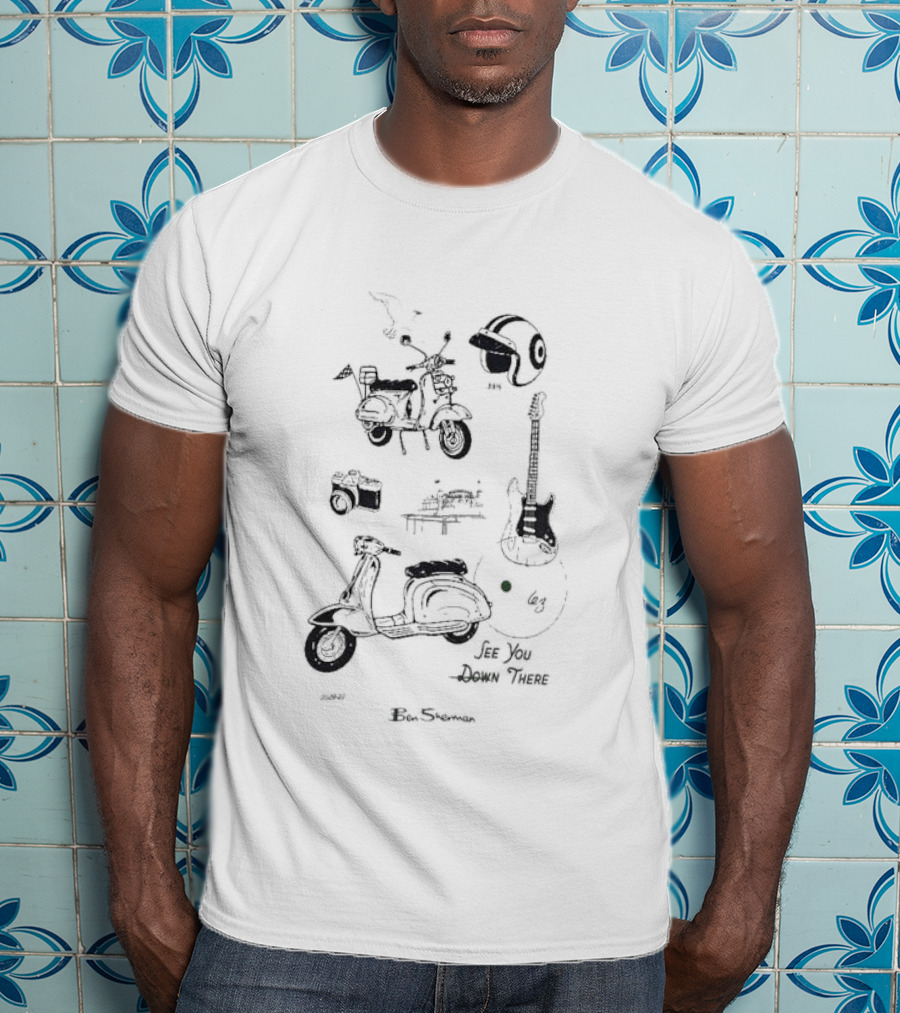 See You Down There Ben Sherman Scooter Guitar Helmet Camera T-Shirt