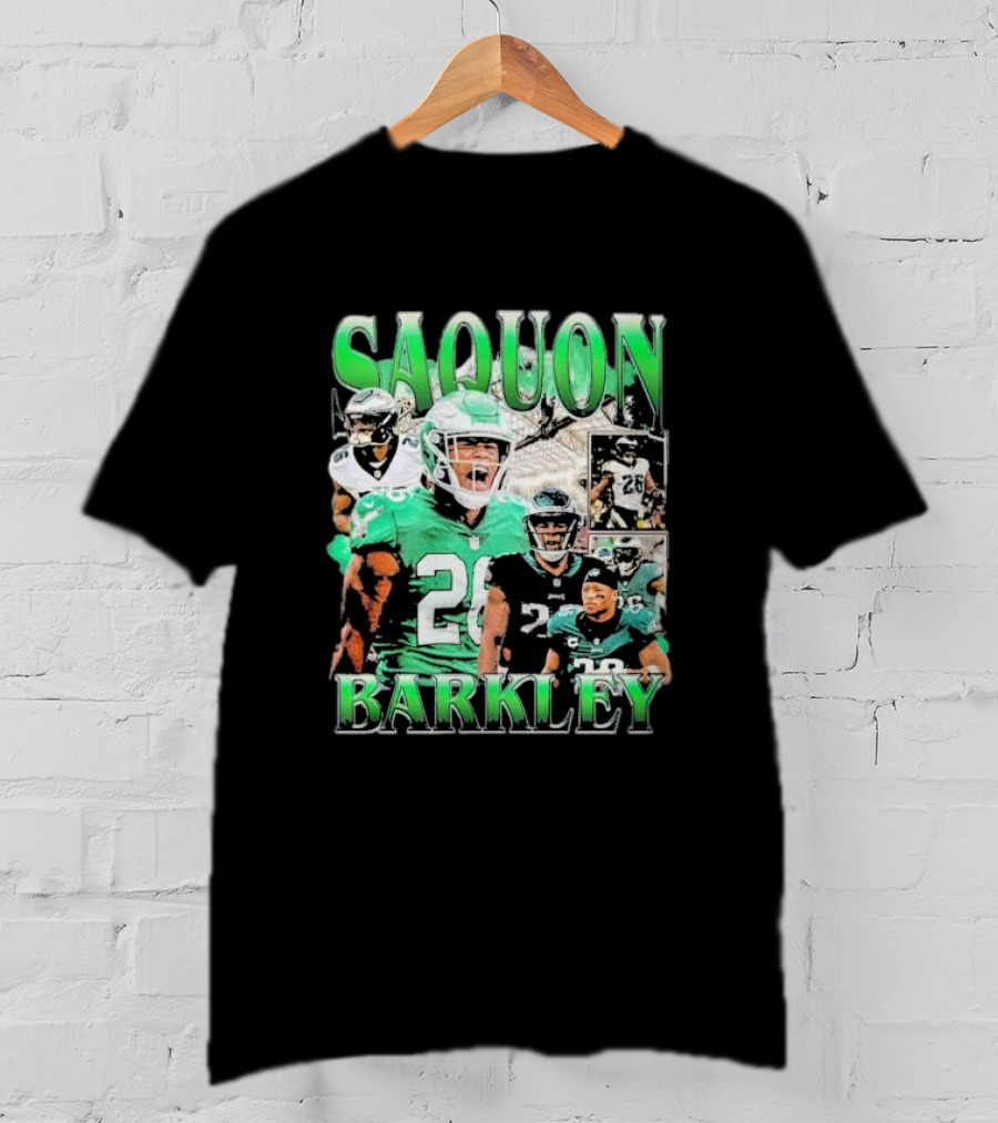 SAQUON BARKLEY Players In Green And Black Jersey Collage T-Shirt
