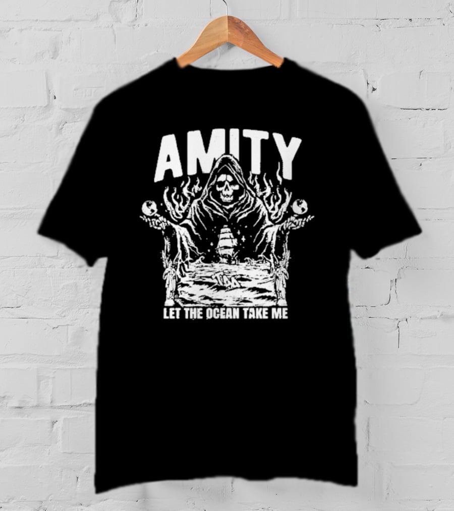 AMITY Let The Ocean Take Me Grim Reaper Ship Skull T-Shirt