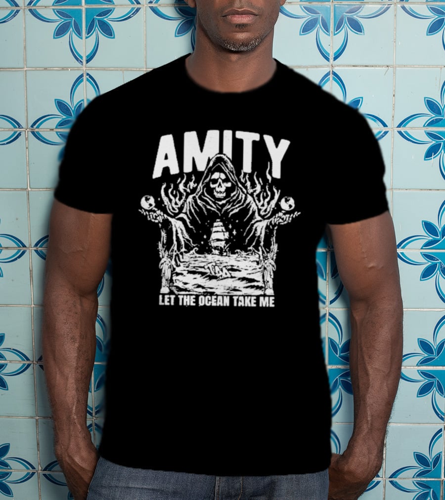 AMITY Let The Ocean Take Me Grim Reaper Ship Skull T-Shirt