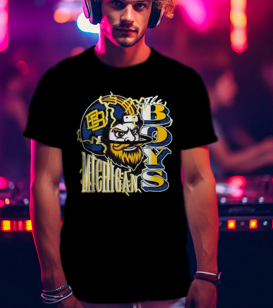 Michigan Lightning The Boys Football Helmet T-Shirt