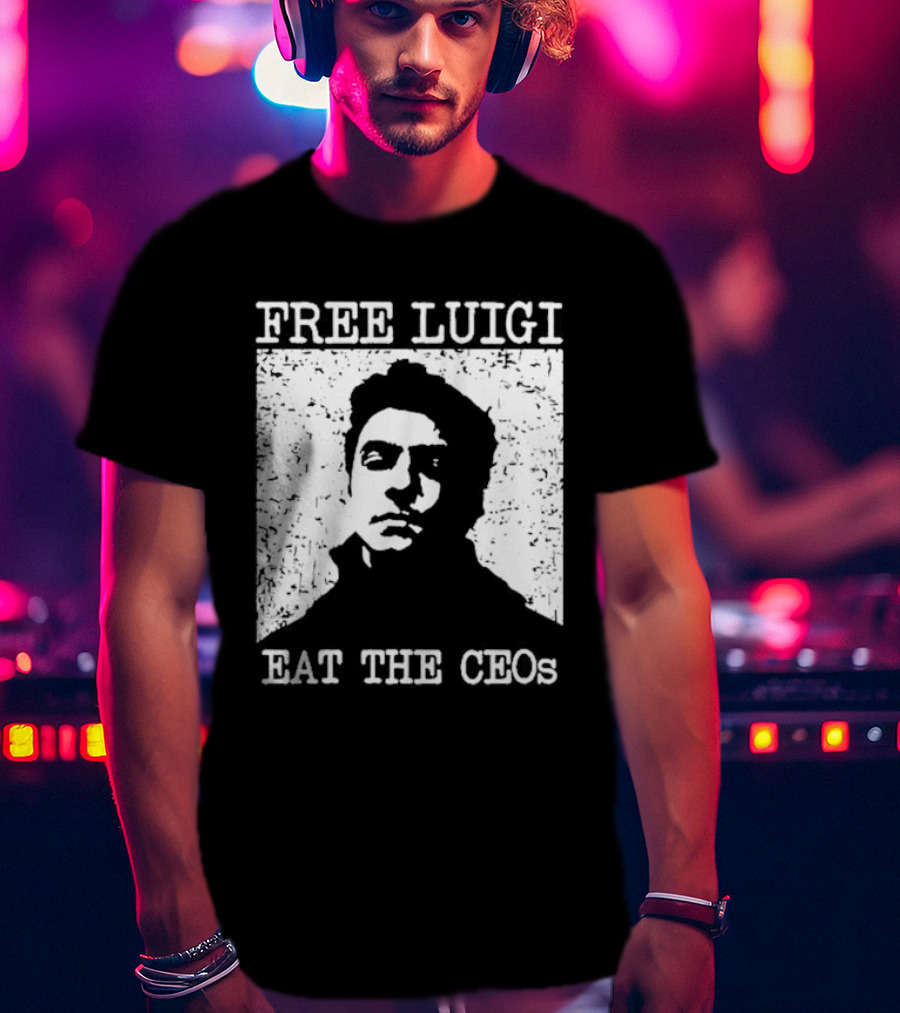 Free Luigi Eat The CEOs Stencil T-Shirt