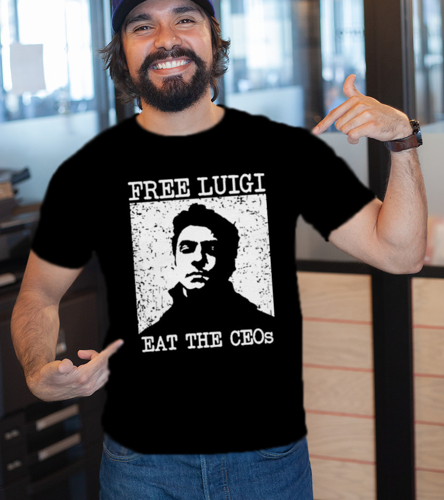 Free Luigi Eat The CEOs Stencil T-Shirt