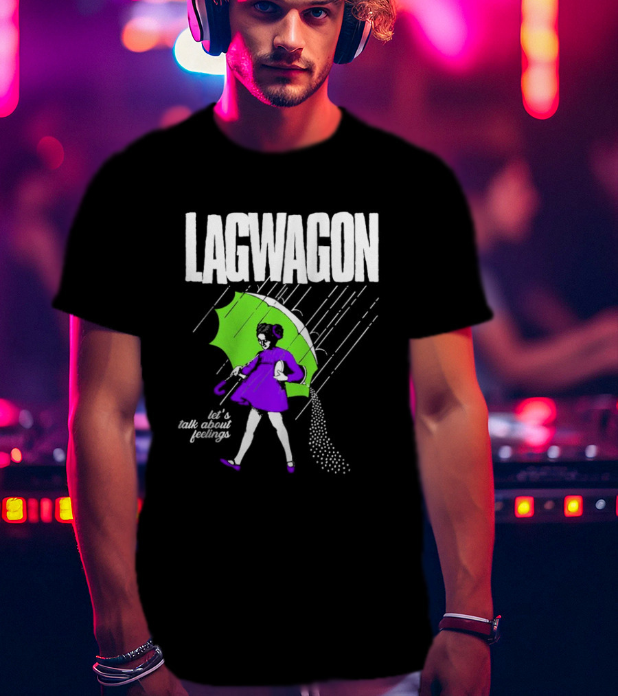 Lagwagon Let’s Talk About Feelings Green Umbrella Rain Girl Salty T-Shirt