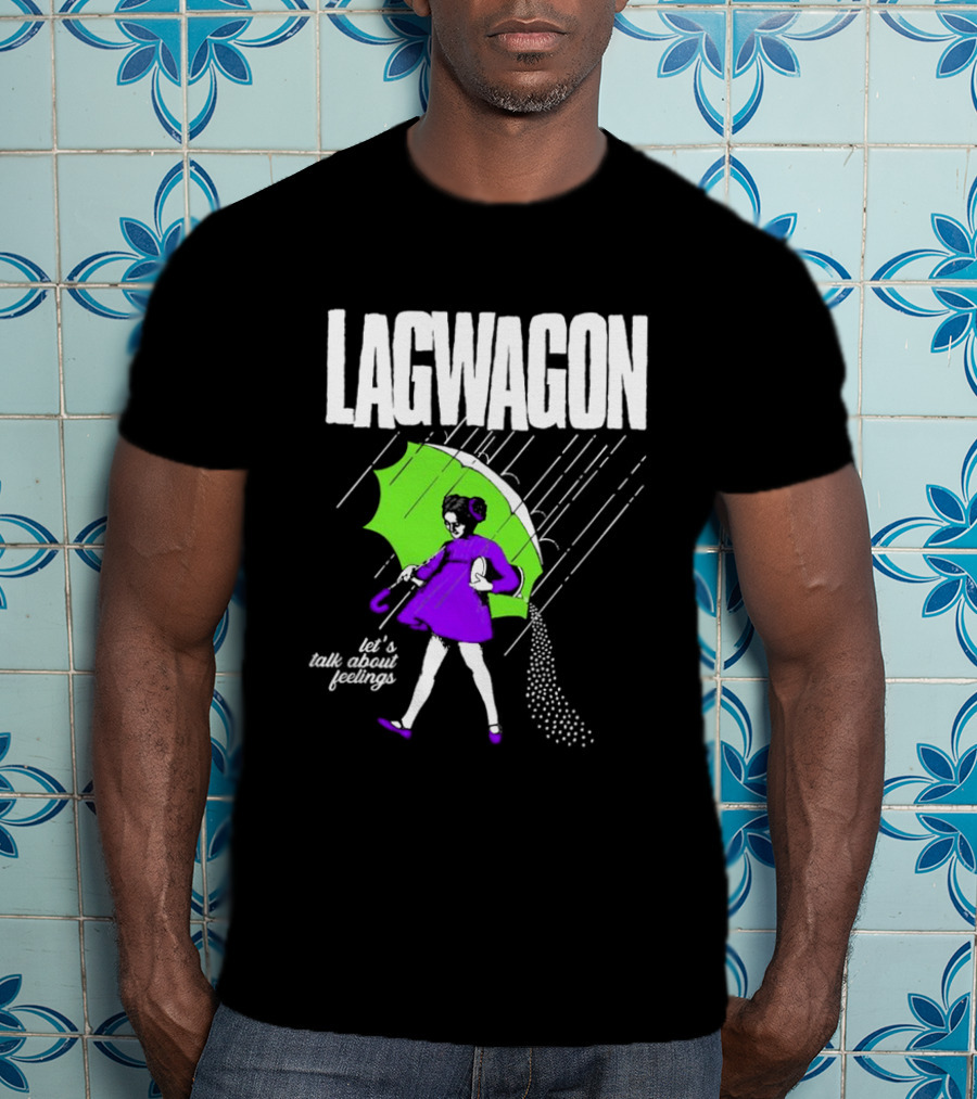 Lagwagon Let’s Talk About Feelings Green Umbrella Rain Girl Salty T-Shirt