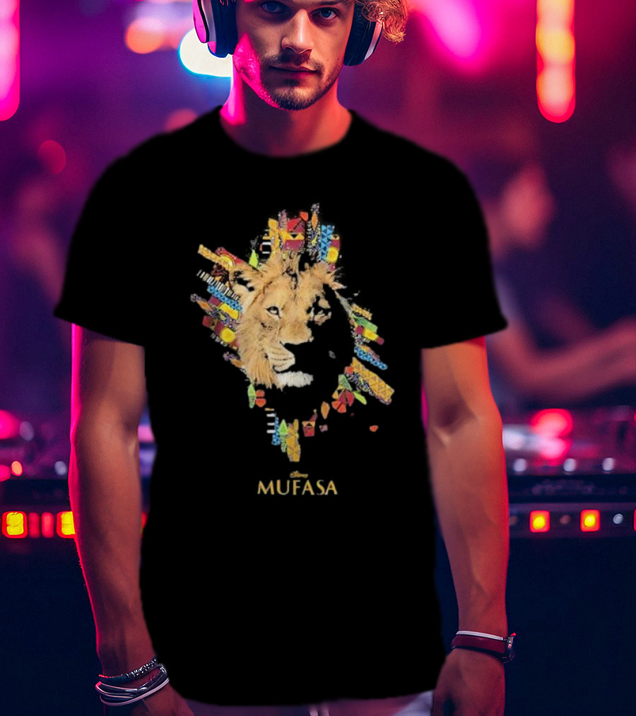 Disney Mufasa Legacy Of The Pride Lands Vibrant Tribal Lion Face T-Shirt