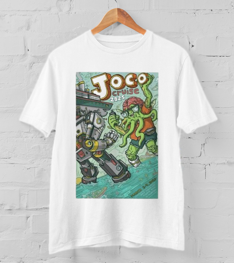 Joco Cruise 2025 Fort Lauderdale Robot Vs. Tentacle Monster March 2-9 T-Shirt