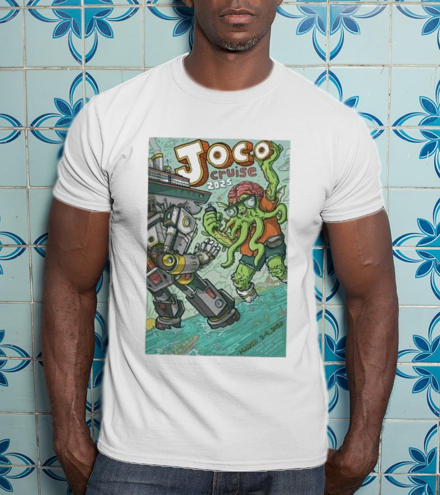 Joco Cruise 2025 Fort Lauderdale Robot Vs. Tentacle Monster March 2-9 T-Shirt