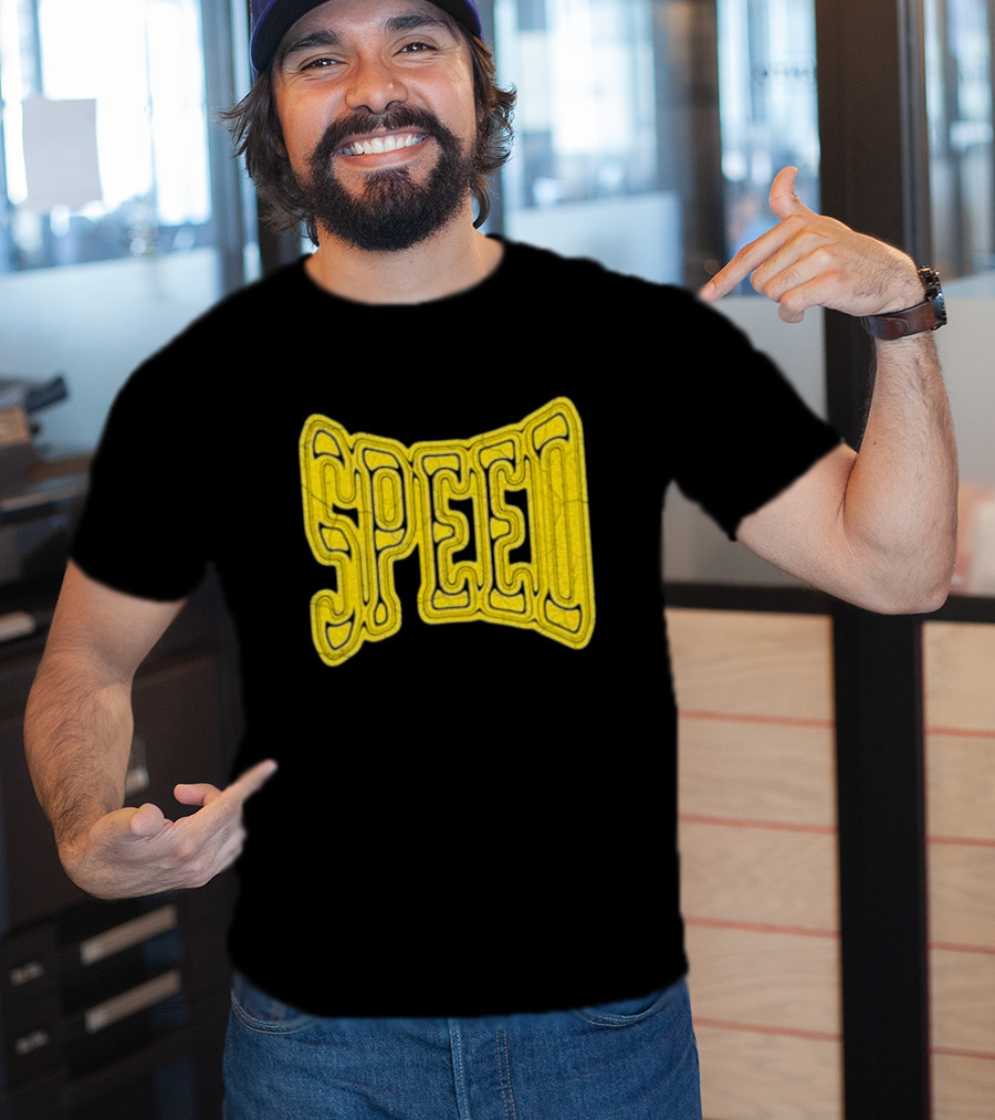 Ishowspeed Speed Gold Text Logo Bold Typography T-Shirt