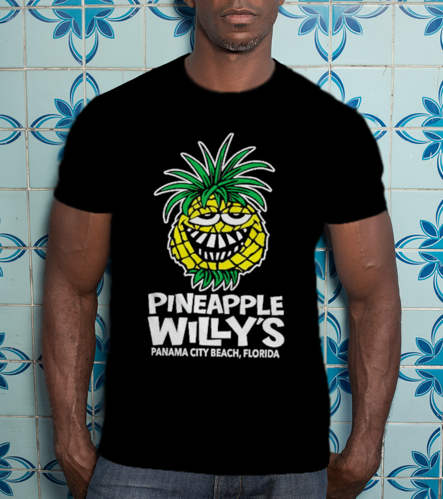 Pineapple Willy's Panama City Beach Florida Smiling Pineapple Face T-Shirt