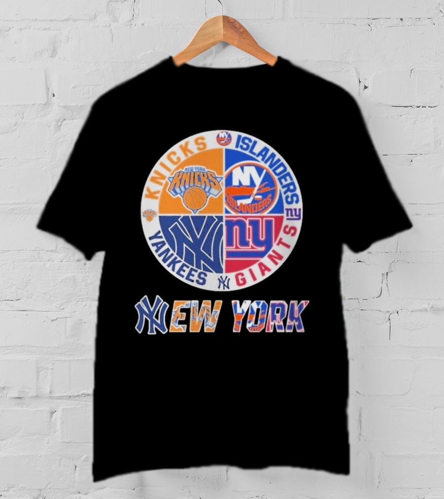 New York Knicks Islanders Yankees Giants Sports Fan Collection T-Shirt