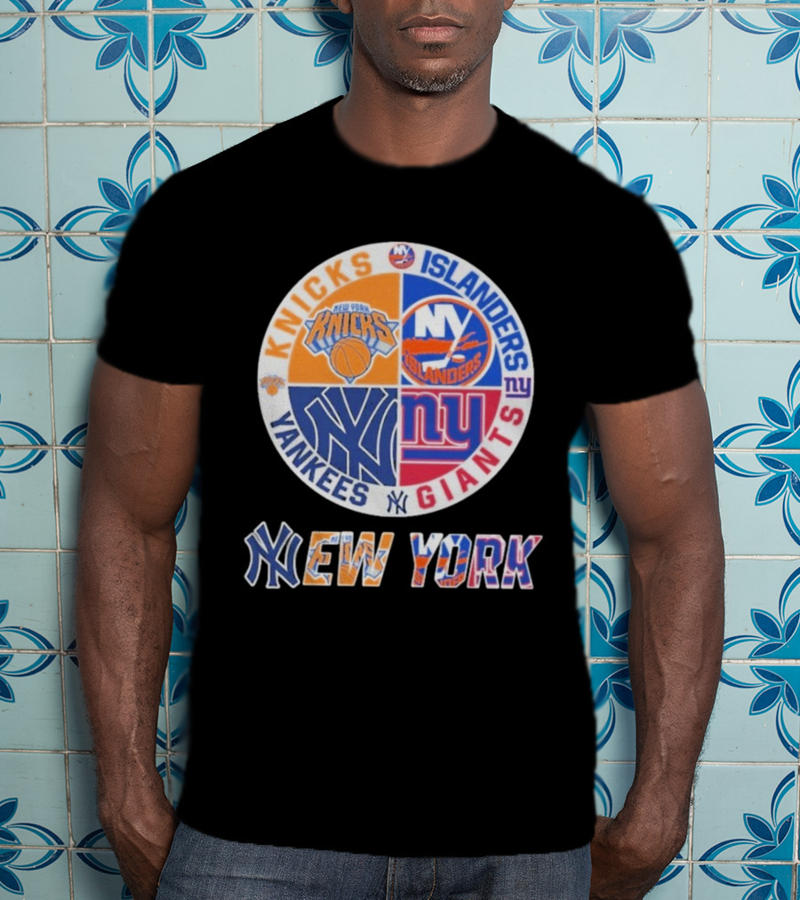 New York Knicks Islanders Yankees Giants Sports Fan Collection T-Shirt